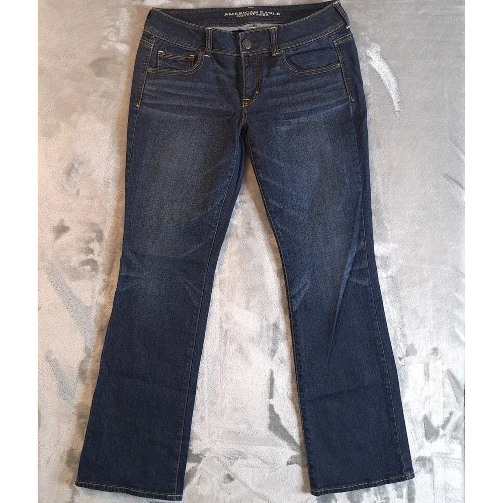 American Eagle Kick Boot Jeans Womens 10 Regular‎ Dark Wash Stretch Bootcut